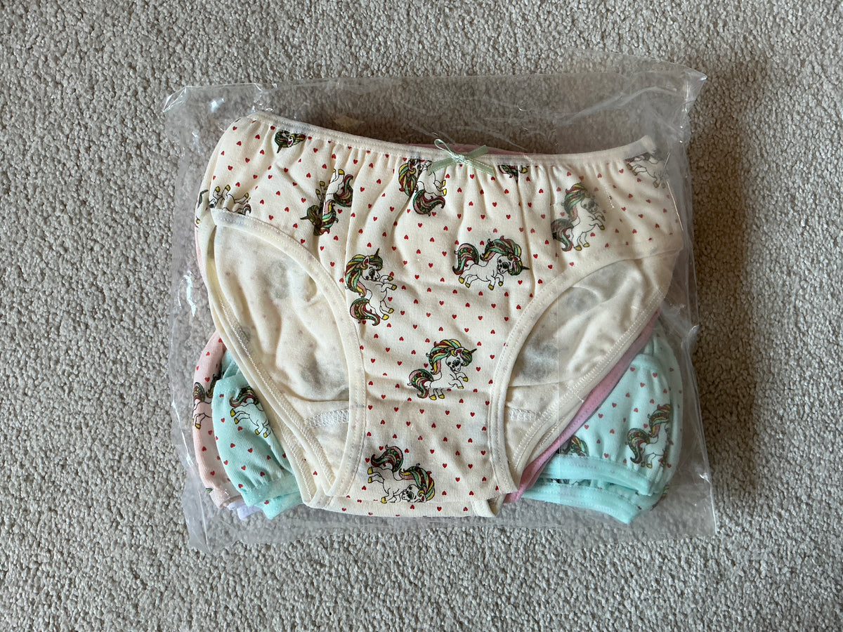 Pack de Cuecas Menina com Padrão de Unicórnio