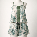Conjunto de Pijama de Cetim com Estampado Tropical
