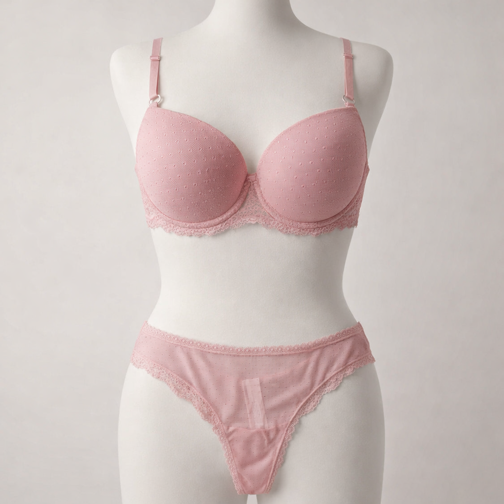 Conjunto Push-Up de Renda com Bolinhas