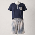 Conjunto de Pijama Curto de Xadrez para Homem