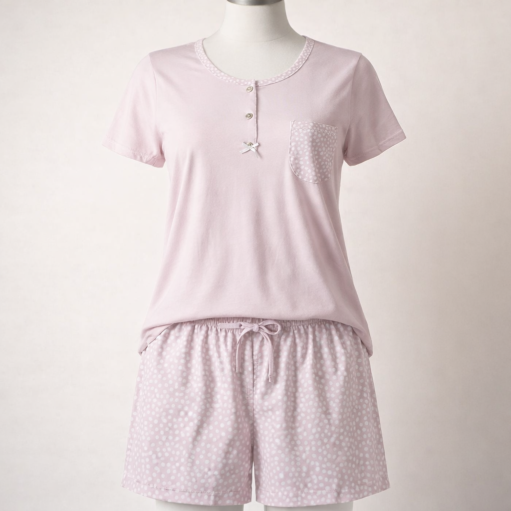 Pijama de Calções de Bolinhas para Mulher