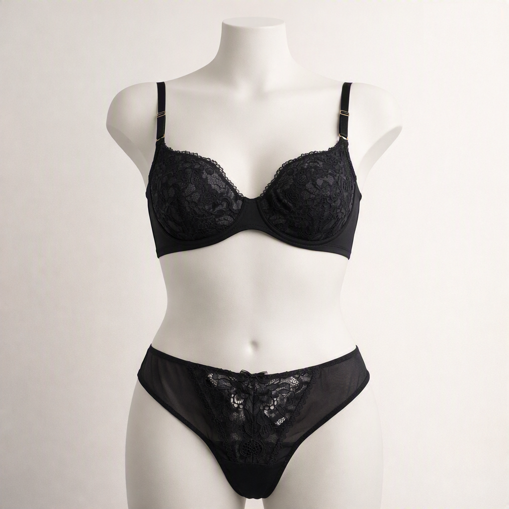 Black Sheer Lace Bra & Brief Set