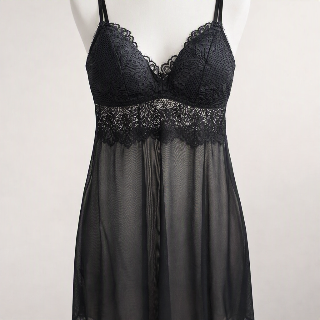 Black Sheer Lace Babydoll