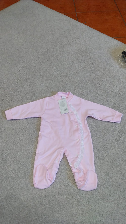 Baby Lace Trim Footed Sleepsuit