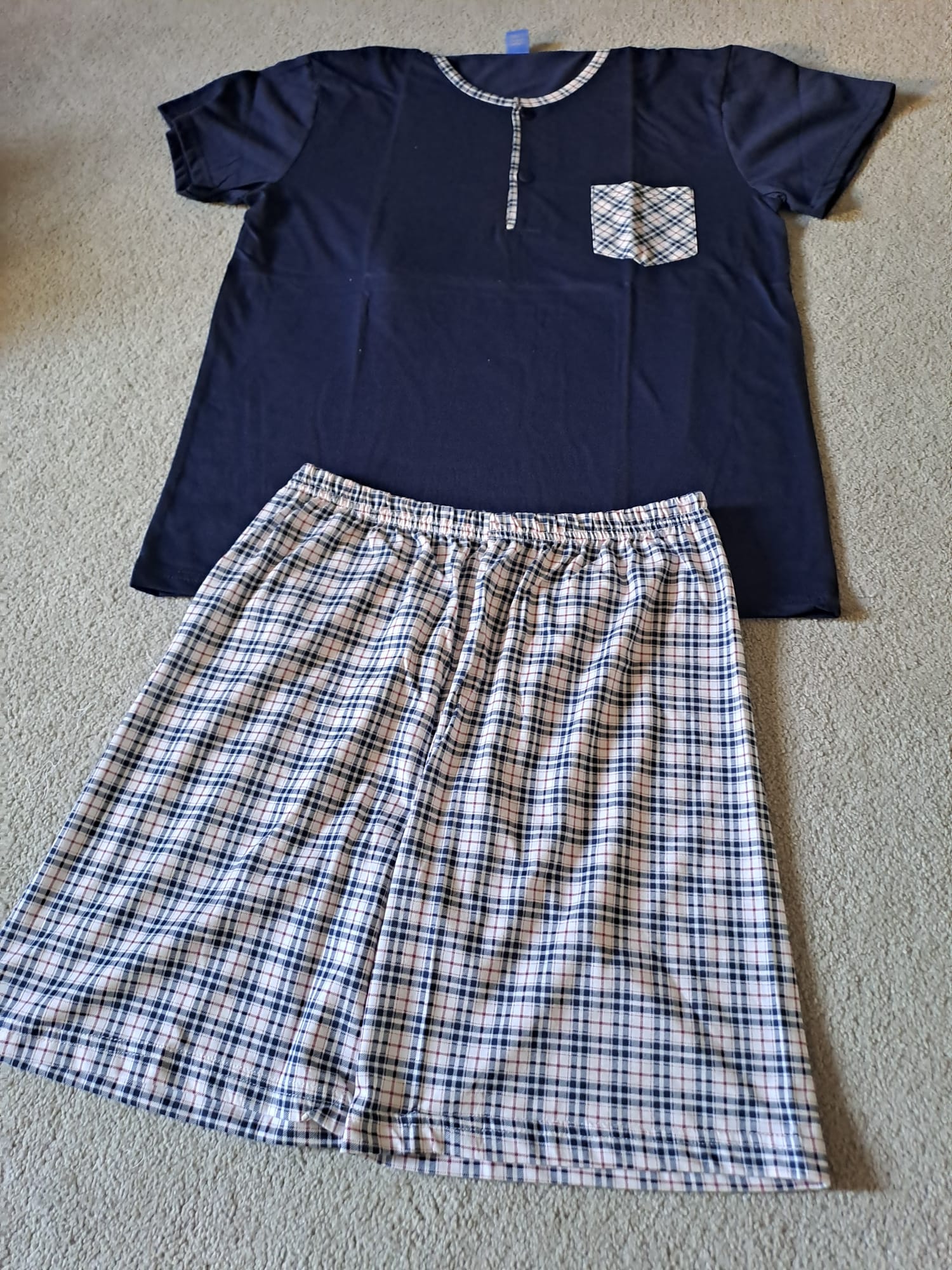 Conjunto de Pijama Curto de Xadrez para Homem