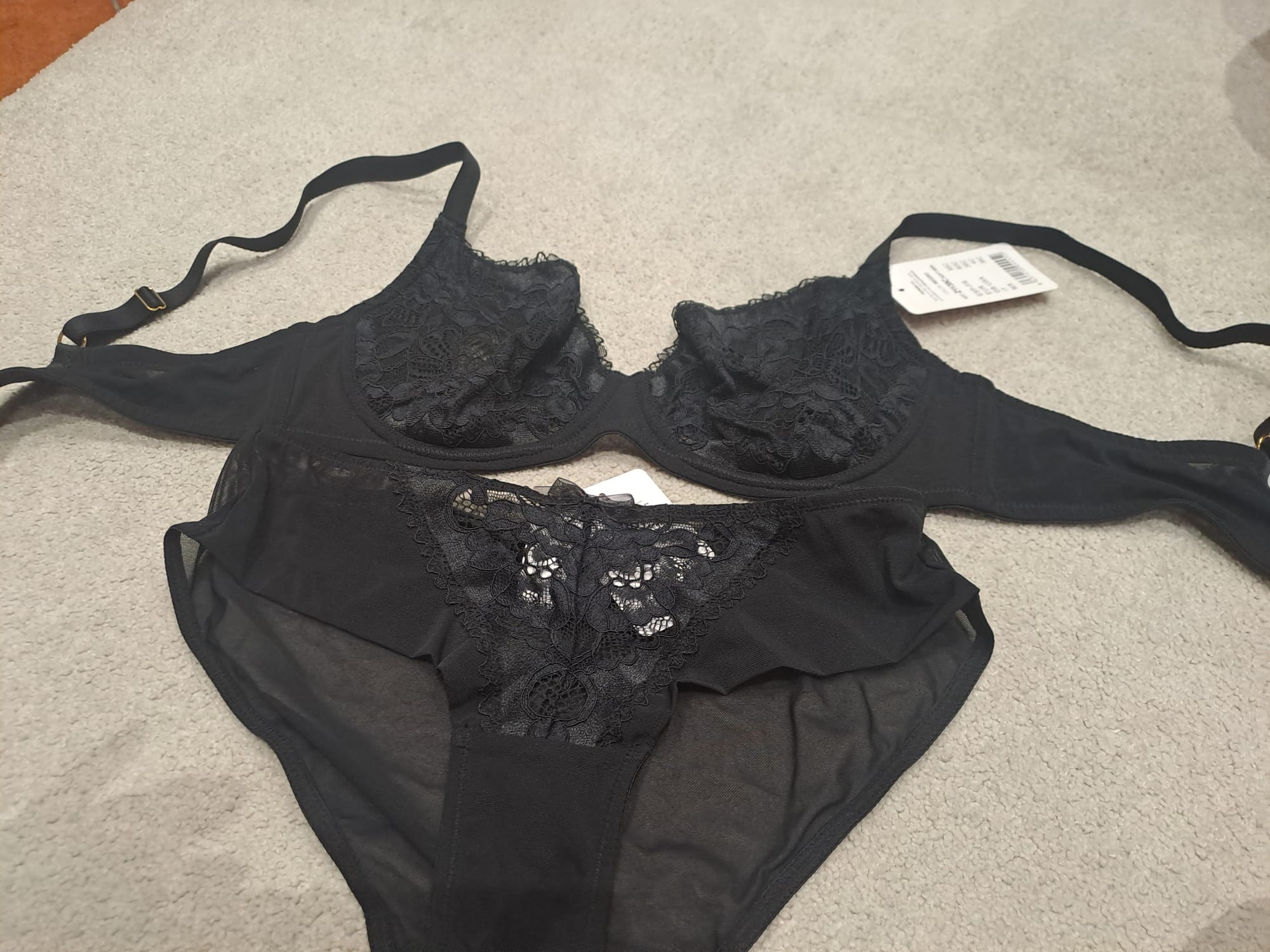 Black Sheer Lace Bra & Brief Set