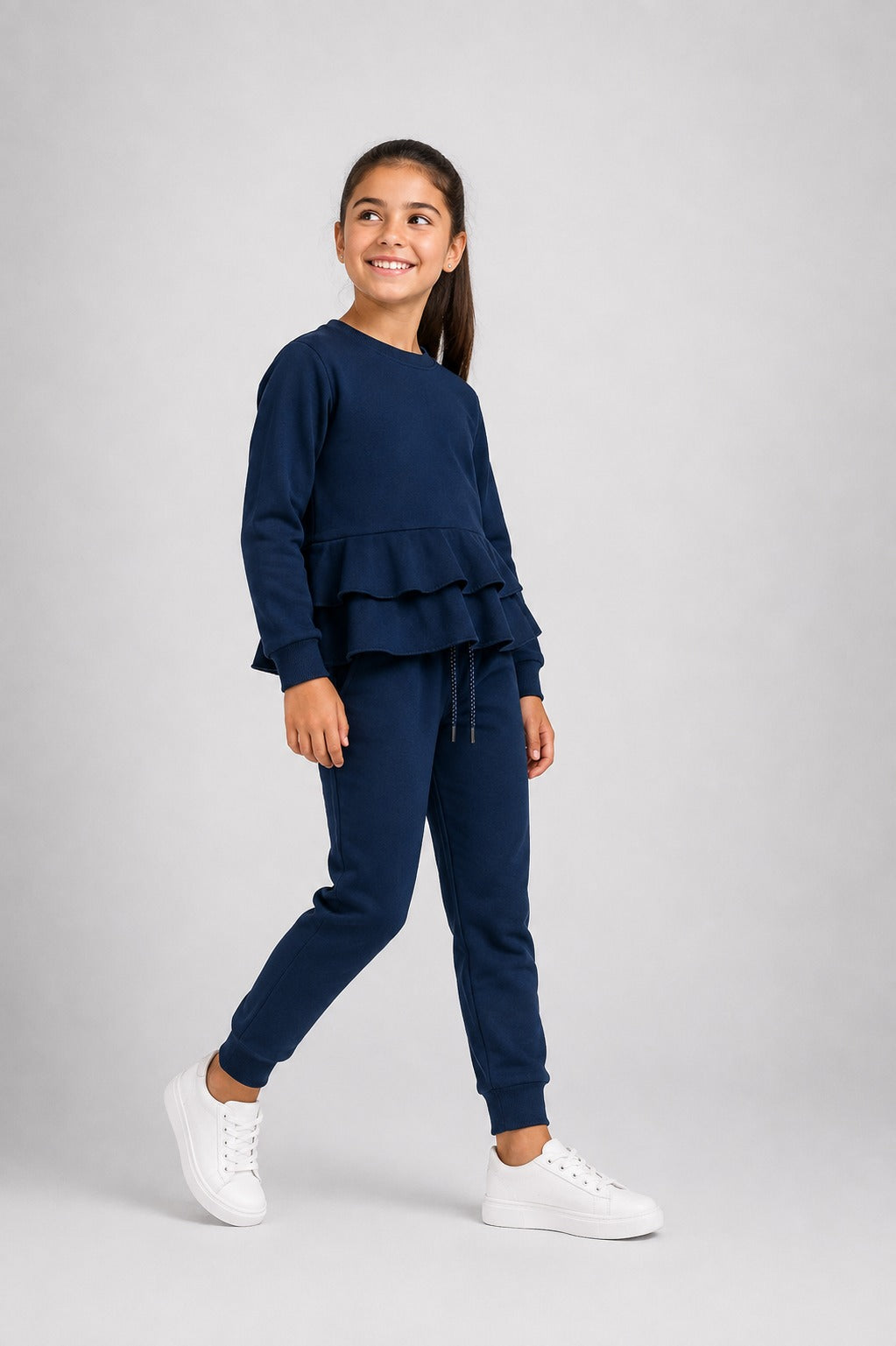 Conjunto de Fato de Treino com Peplum e Folhos para Menina