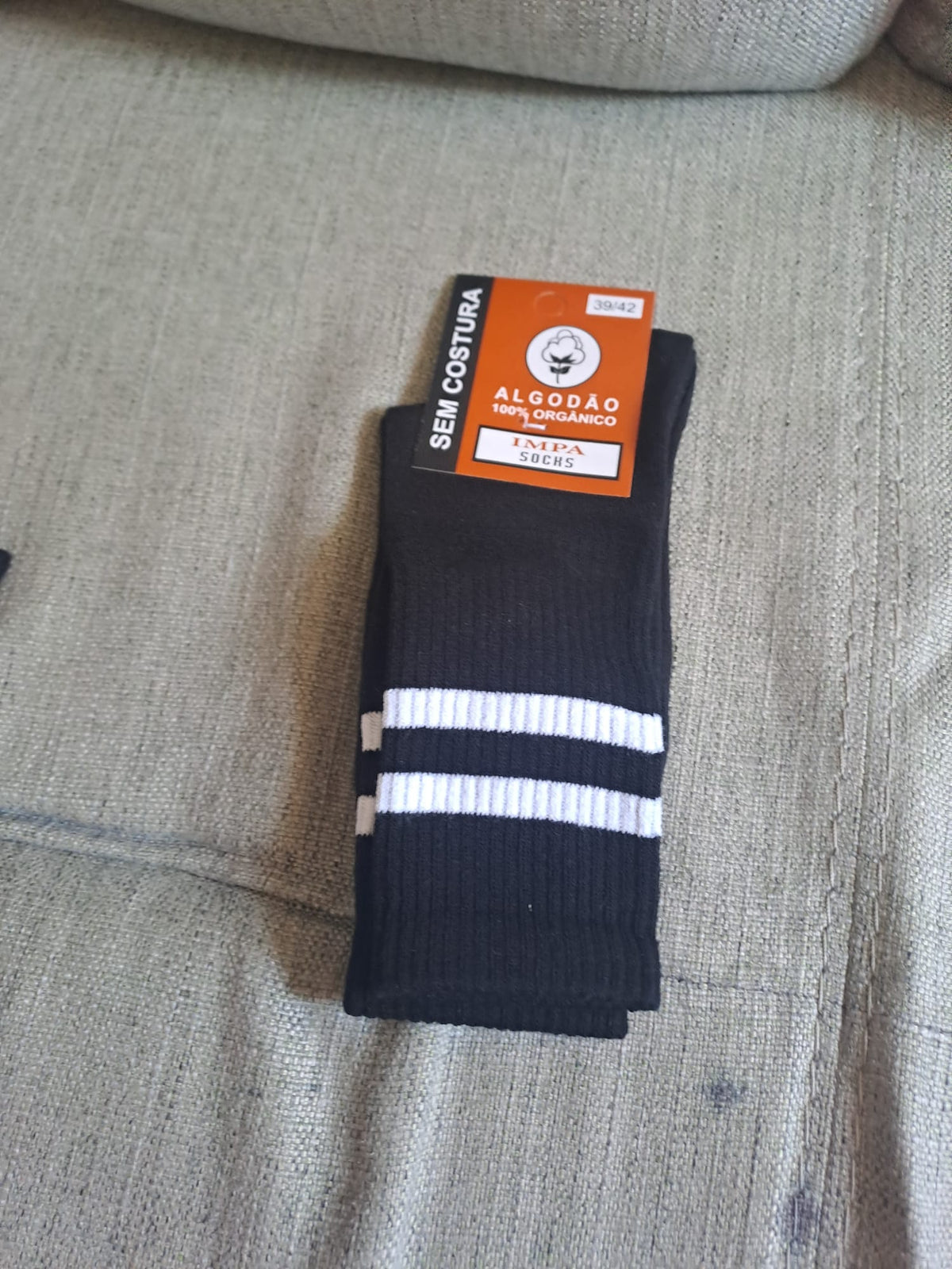 IMPA Organic Cotton Crew Socks (Black, Striped)
